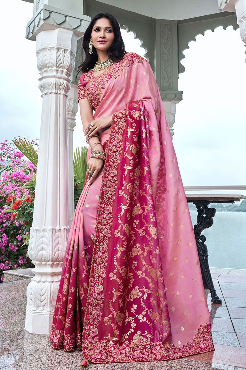 Attractive Pure Viscose Tissue Jacquard Designer Saree for Wedding, Engagement, Reception, Party, and Festivals