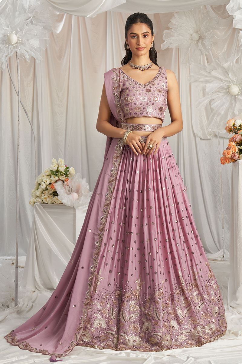 Gorgeous Lavender Designer Indo-Western Lehenga Choli for Engagement, Reception, Party, and Festivals