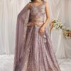 Impressive Mauve Designer Indo-Western Lehenga Choli for Engagement, Reception, Party, and Festivals