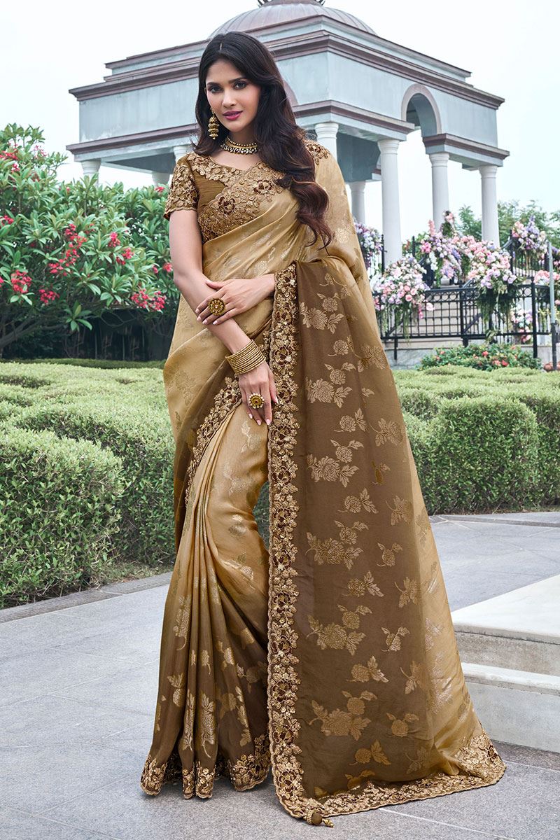 Heavenly Pure Viscose Tissue Jacquard Designer Saree for Wedding, Engagement, Reception, Party, and Festivals