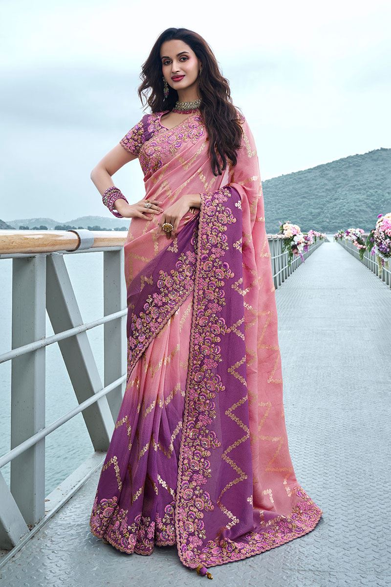 Impressive Pure Viscose Tissue Jacquard Designer Saree for Wedding, Engagement, Reception, Party, and Festivals