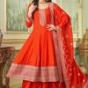 BreathtakingOrange Georgette Designer Anarkali Suit for Engagement, Wedding, Reception, Party and Festivals