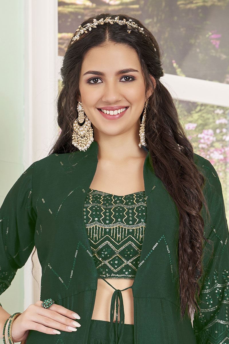 Surreal Dark Green Designer Palazzo Suit for Mehendi, Party and Festivals