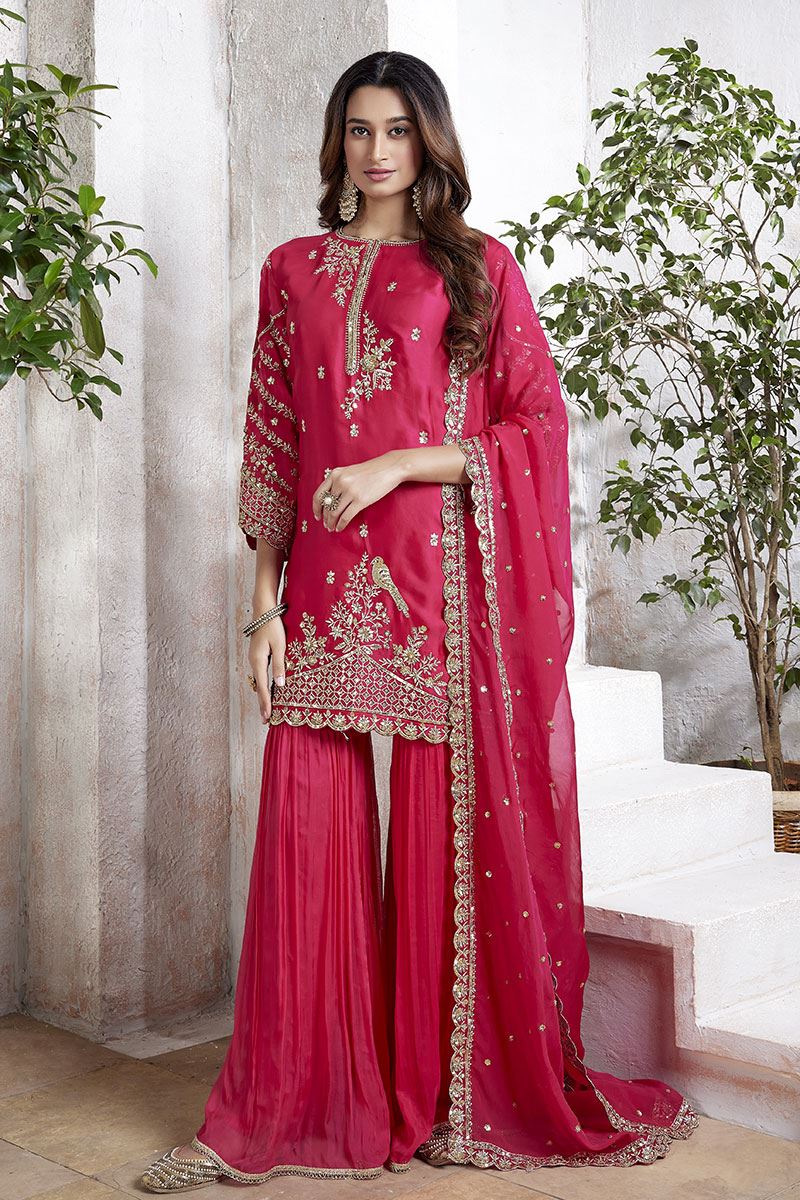 Heavenly Pink Designer Gharara Suit for Engagement, Wedding, Reception, Party and Festivals