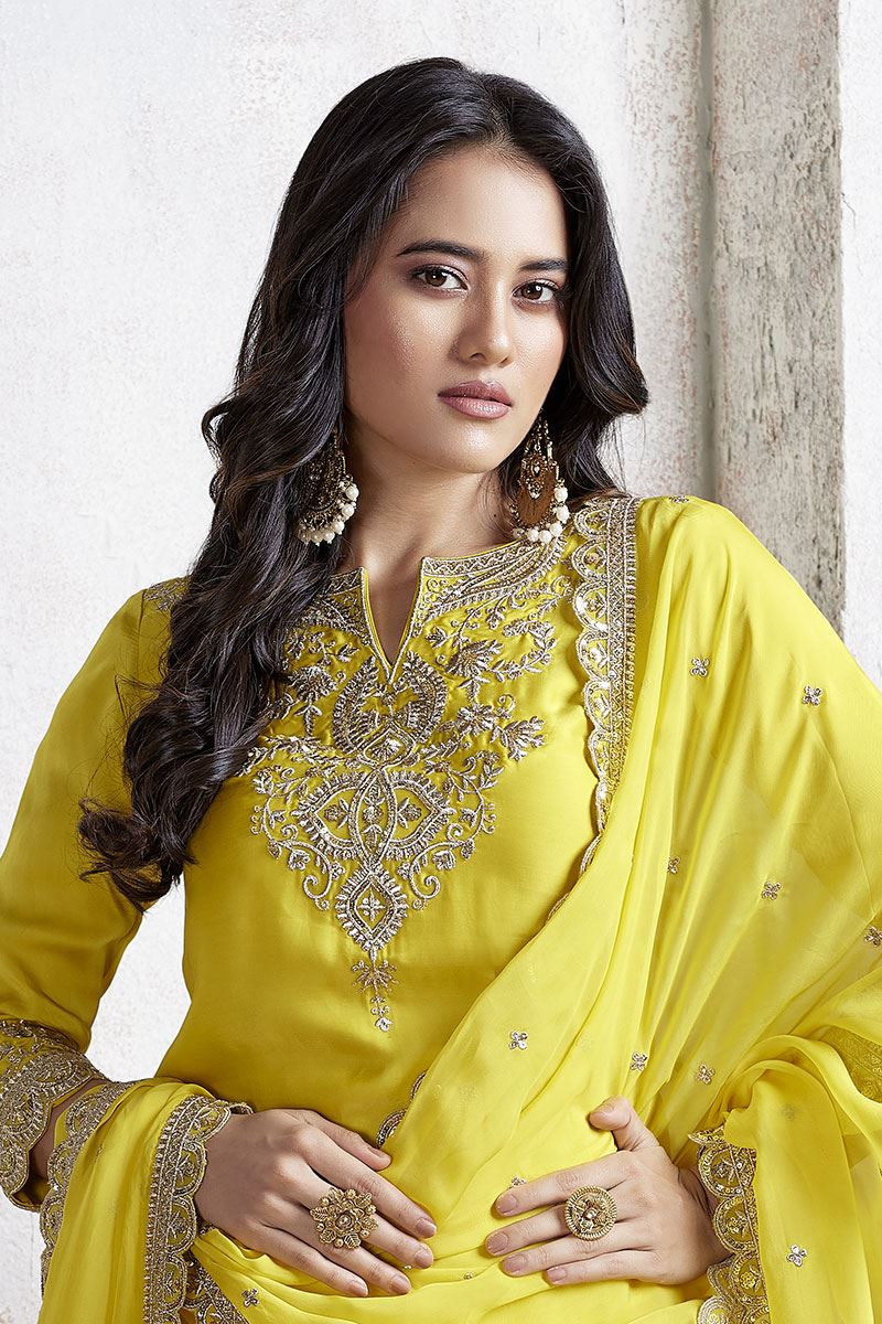 Beautiful Yellow Designer Gharara Suit for Haldi, Wedding, Reception, Party, and Festivals