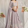 Appealing Mauve Designer Indo-Western Lehenga Choli for Engagement and Reception
