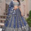Breathtaking Blue and Grey Designer Lehenga Choli for Sangeet and Reception