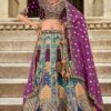 Smashing Grey and Purple Designer Lehenga Choli for Wedding and Reception