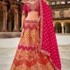 Outstanding Orange and Pink Designer Bridal Lehenga Choli for Wedding and Reception