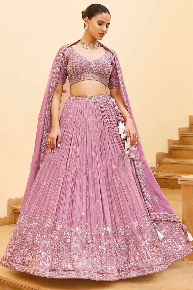 Aesthetic Lavender Designer Lehenga Choli for Engagement and Reception