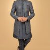 Royal Grey Designer Men’s Indowestern Sherwani for Engagement and Sangeet