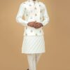 Artistic Cream Designer Kurta Jacket set for Engagement and Wedding
