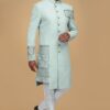 Delightful Sky Blue Designer Indo-Western Sherwani for Wedding and Engagement
