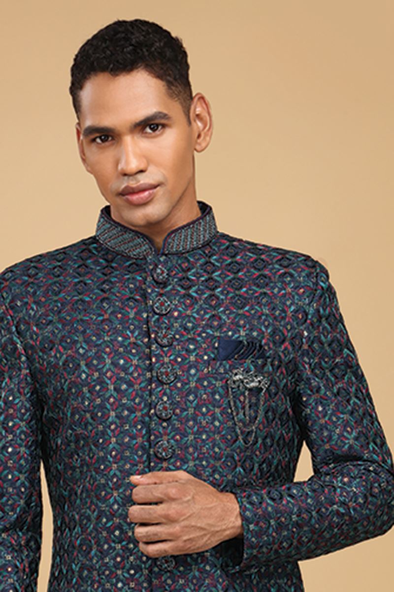 Attractive Blue Designer Sherwani for Sangeet and Reception