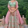 Surreal Pink and Pista Green Designer Lehenga Choli for Wedding and Reception