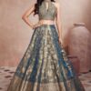 Outstanding Greyish Blue Designer Indo-Western Lehenga Choli for Engagement and Reception