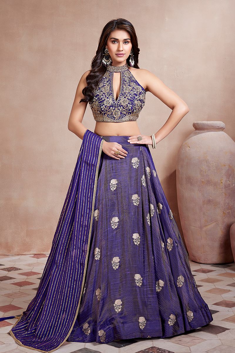 Exuberant Purple Designer Indo-Western Lehenga Choli for Engagement, Wedding, and Reception