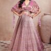 Alluring Onion Pink Designer Indo-Western Lehenga Choli for Party