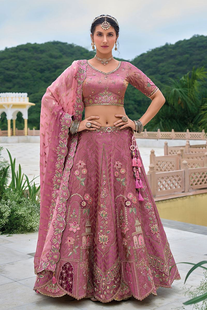 Irresistible Pink Designer Lehenga Choli for Wedding and Reception