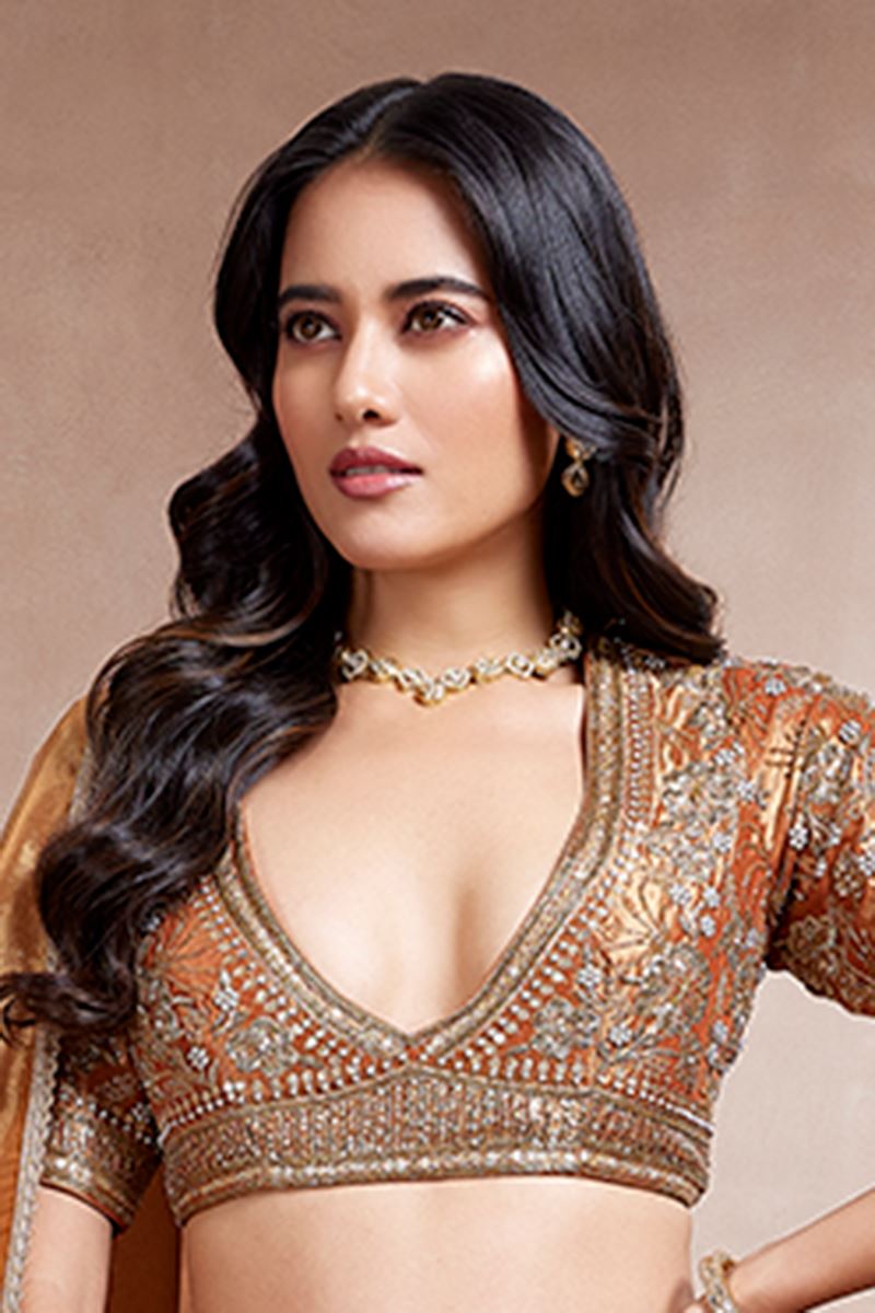 Attractive Orange Designer Wedding Lehenga Choli for Engagement, Wedding, and Reception