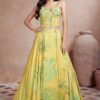 Impressive Yellow Designer Indo-Western Lehenga Choli for Haldi and Party