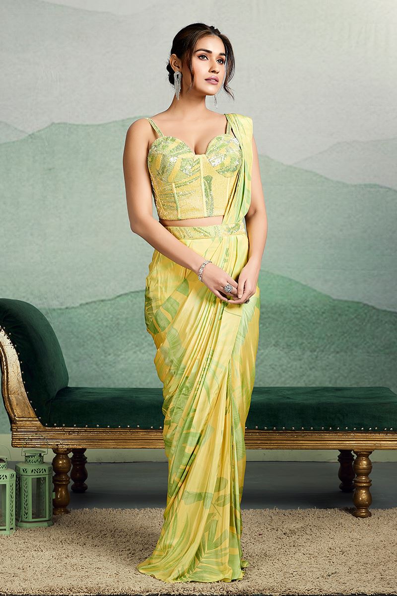 Charismatic Georgette Designer Saree for Haldi, Party and Reception