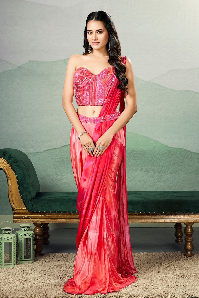 Ethnic Georgette Designer Saree for Party, Sangeet, and Reception
