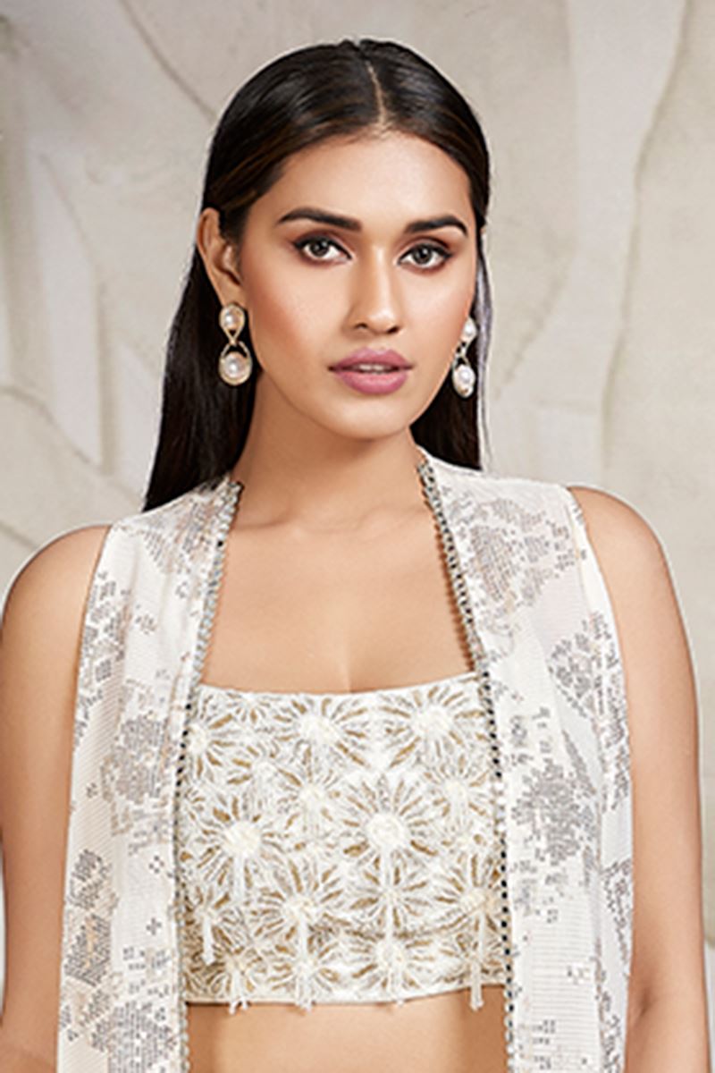 Divine White Designer Palazzo Suit for Party and Festivals