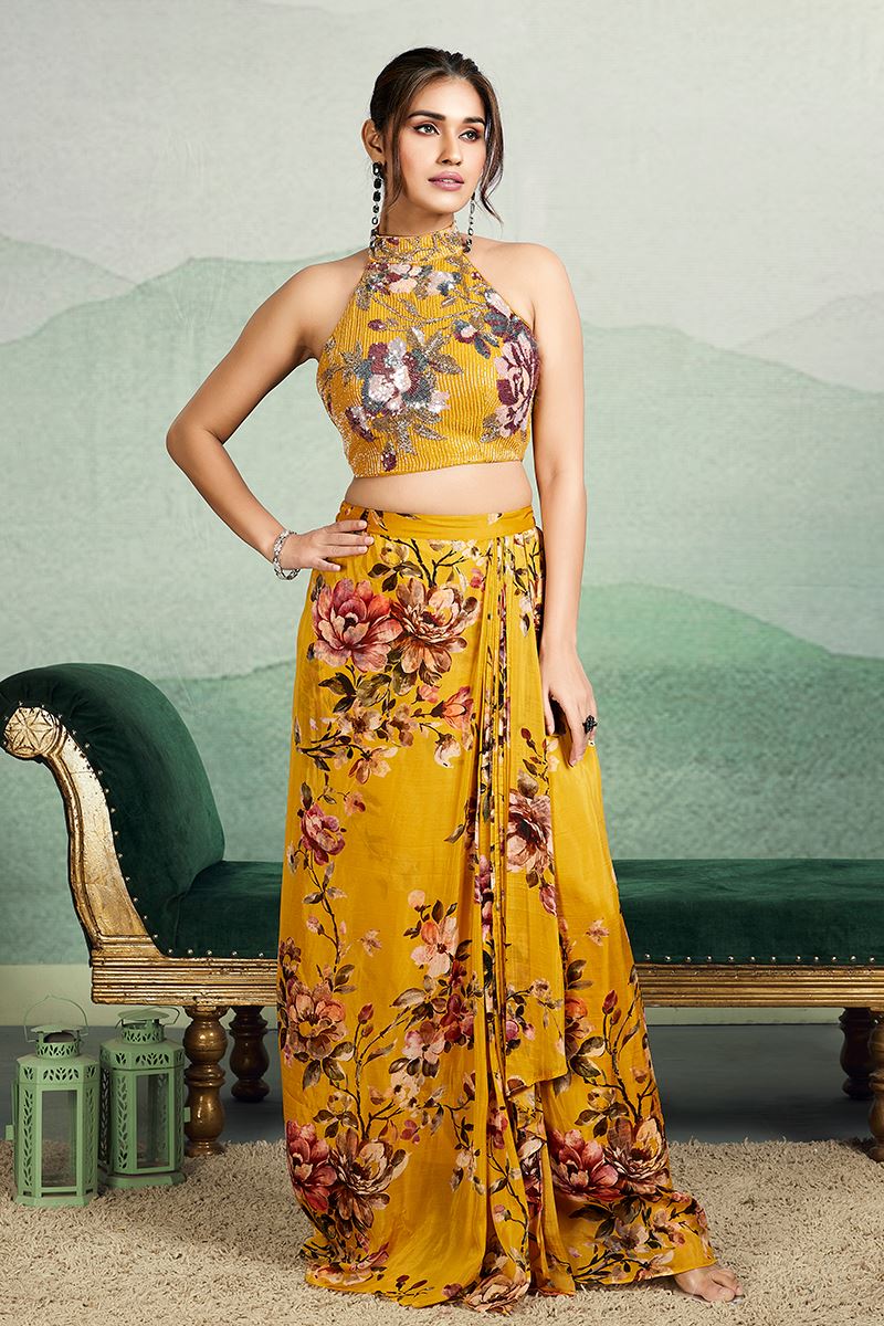 Charming Mustard Designer Palazzo Suit for Haldi and Party