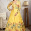 Flawless Yellow Georgette Designer Anarkali Suit for Haldi, Party and Festivals