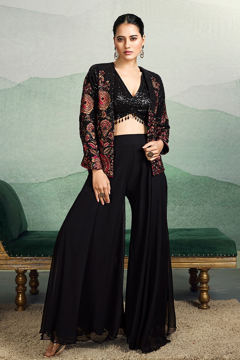 Enticing Black Designer Palazzo Suit for Party