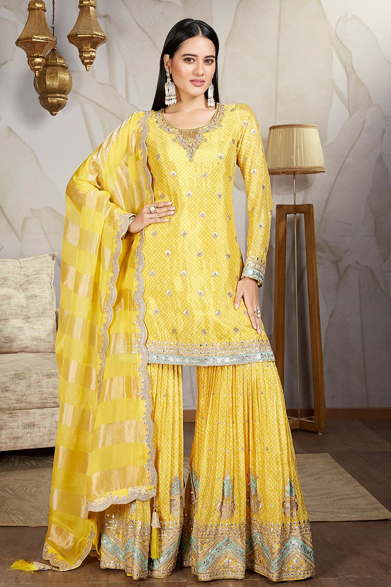 Heavenly Yellow Designer Gharara Suit for Haldi, Reception, and Festivals