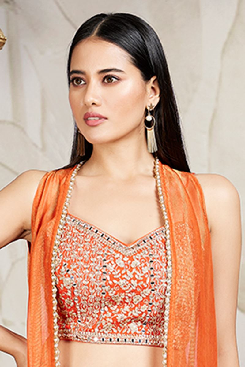 Mesmerising Orange Designer Palazzo Suit for Weddings, Reception, and Festivals