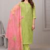 Captivating Green Designer Straight Cut Suit for Party and Festivals