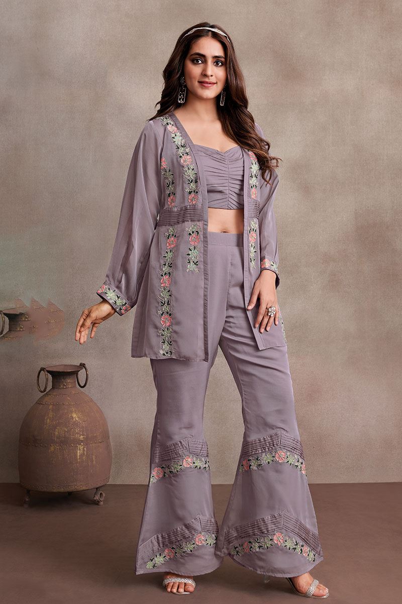 Trendy Lilac Designer Palazzo Suit for Party