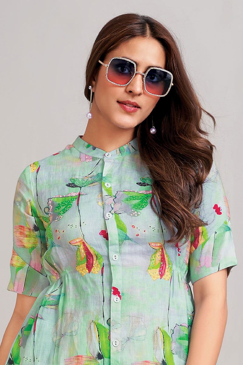 Creative Sky Blue Designer Co-Ord Set for Party