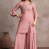 Fascinating Peach Designer Palazzo Suit for Party and Festivals