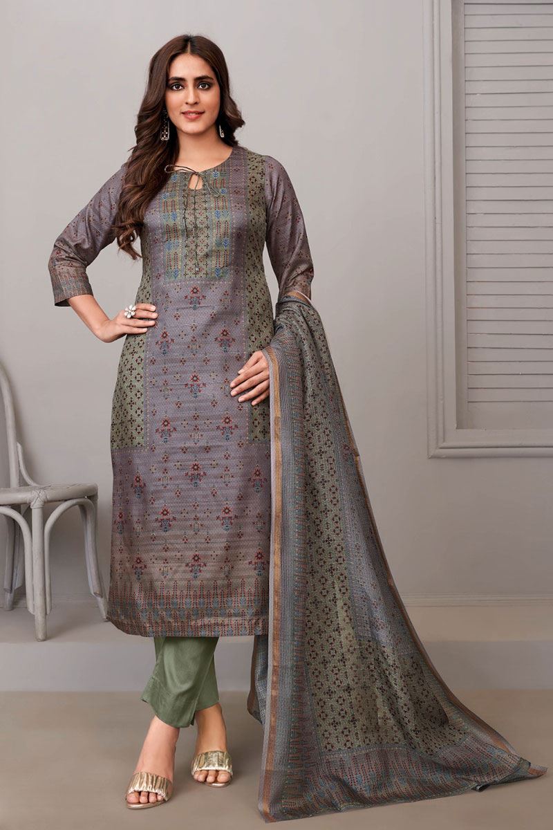 Royal Lilac Designer Straight Cut Suit for Party and Festivals