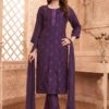 Exuberant Purple Designer Straight Cut Suit for Party and Festivals