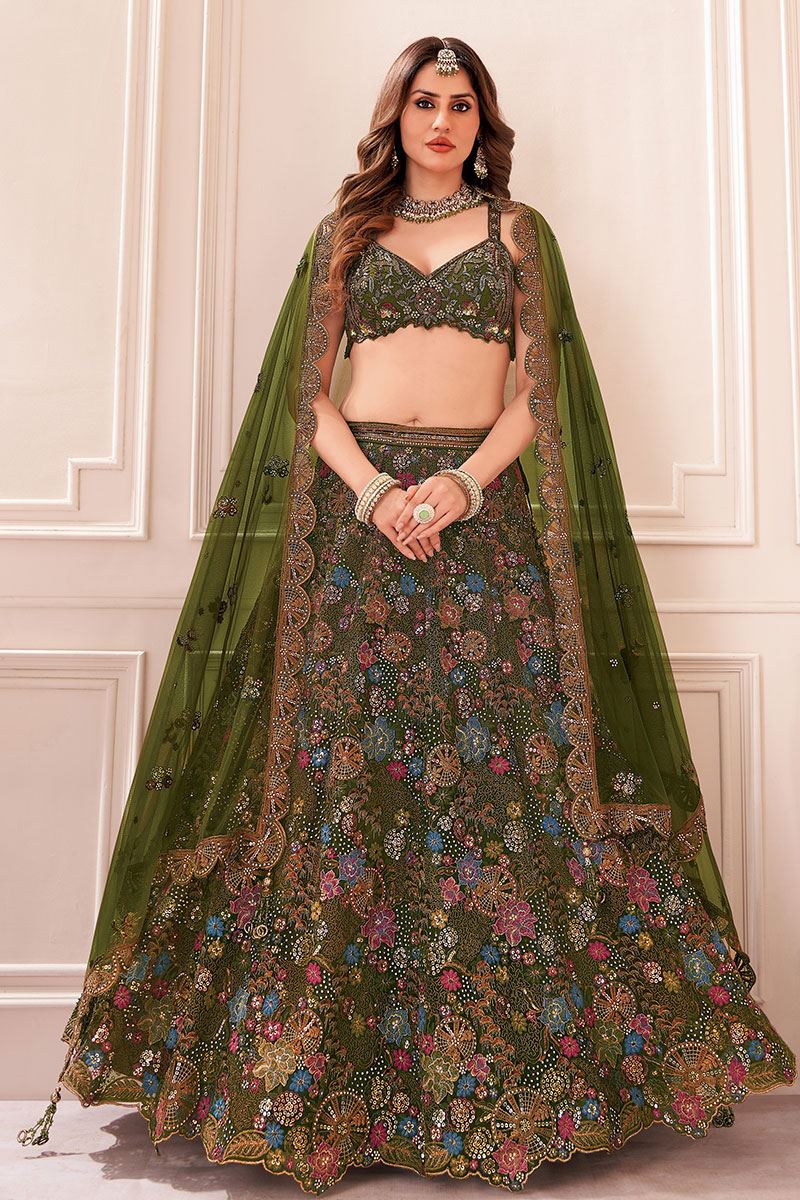 Glamorous Mehendi Designer Indo-Western Lehenga Choli for Mehendi and Reception