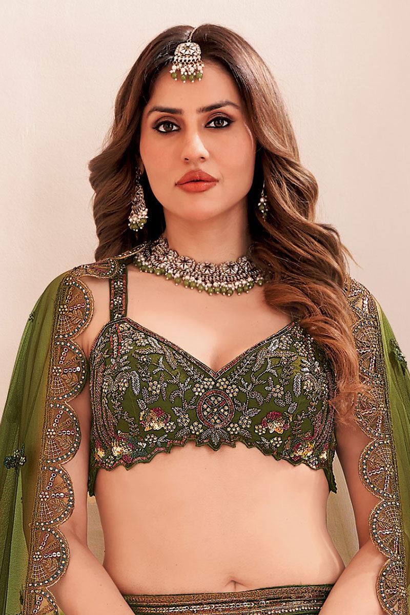 Glamorous Mehendi Designer Indo-Western Lehenga Choli for Mehendi and Reception