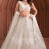 Exquisite White Designer Indo-Western Lehenga Choli for Engagement and Reception