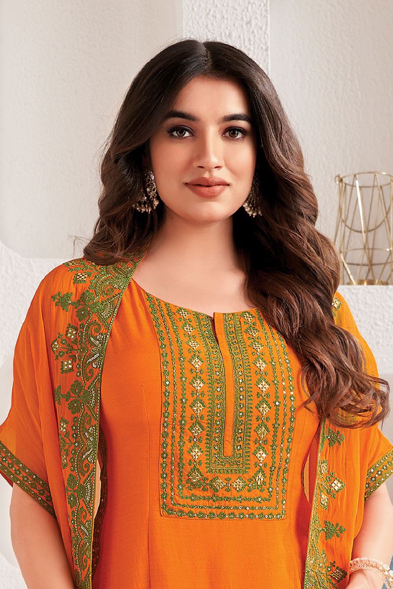 Heavenly Orange Designer Gharara Suit for Engagement, Wedding, Reception, Party and Festivals