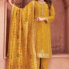 Glorious Mustard Designer Straight Cut Suit for Haldi, Party and Festivals