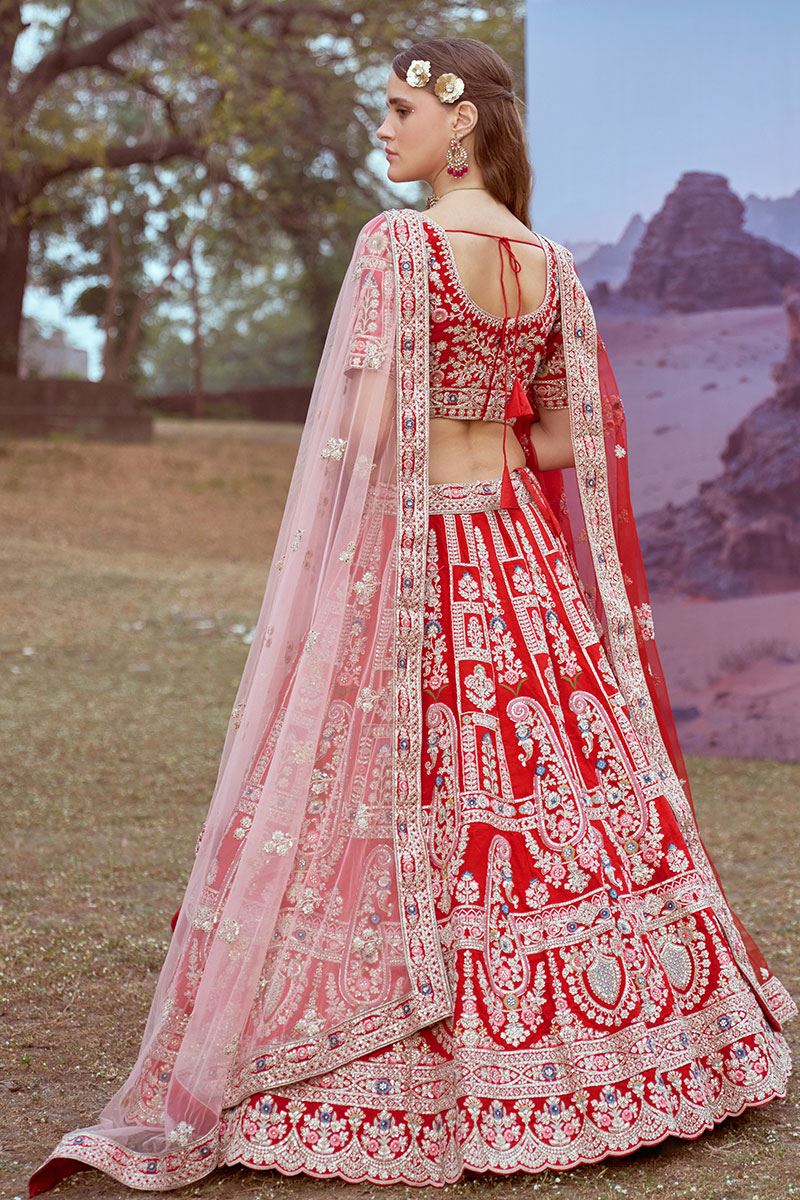 Captivating Red Designer Bridal Lehenga Choli for Wedding and Reception