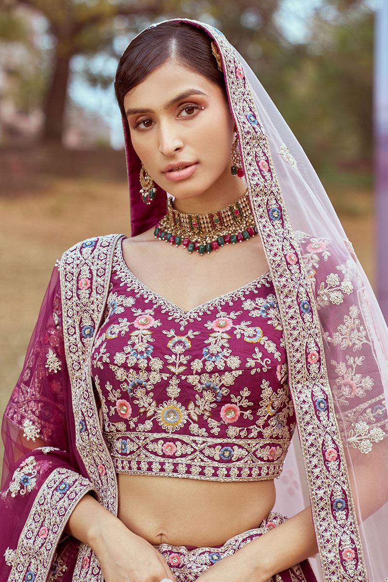 Exuberant Purple Designer Bridal Lehenga Choli for Wedding and Reception