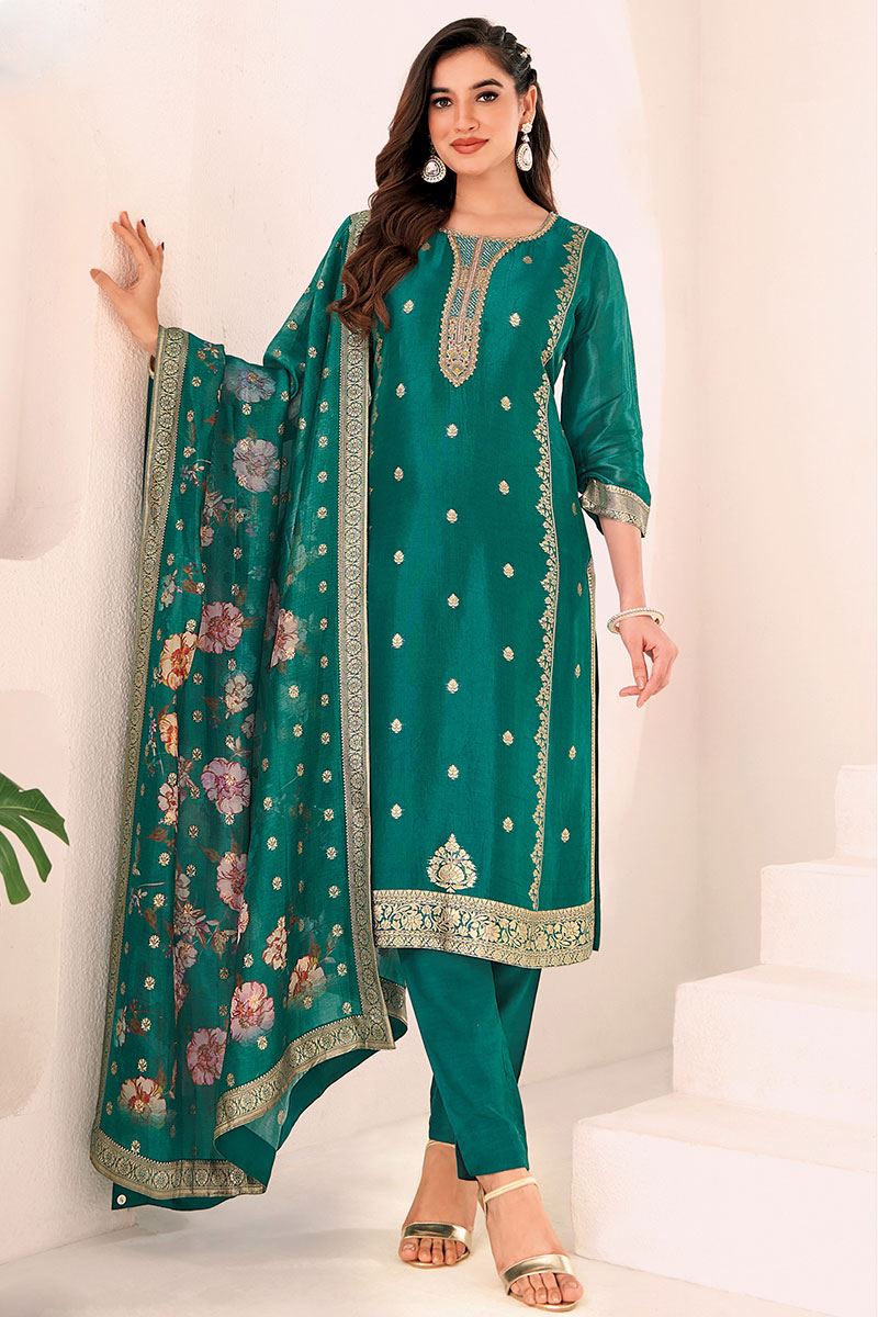 Exuberant Rama Designer Straight Cut Suit for Party and Festivals