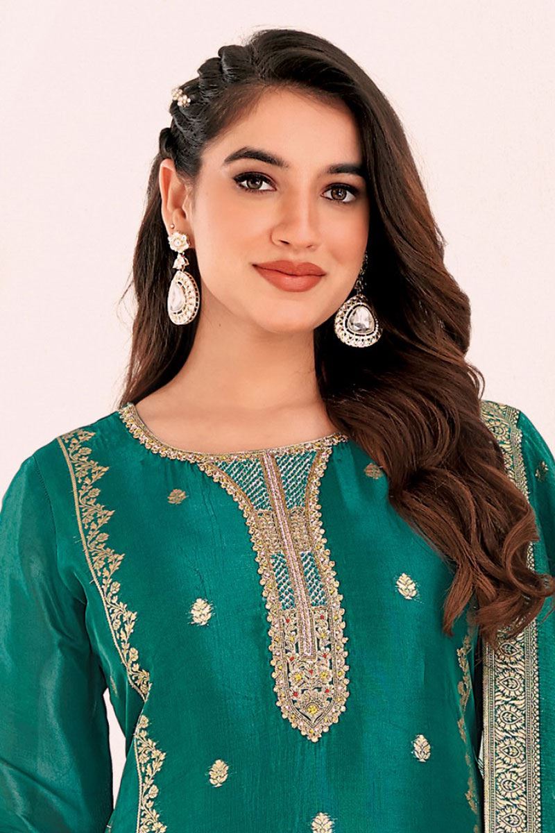 Exuberant Rama Designer Straight Cut Suit for Party and Festivals