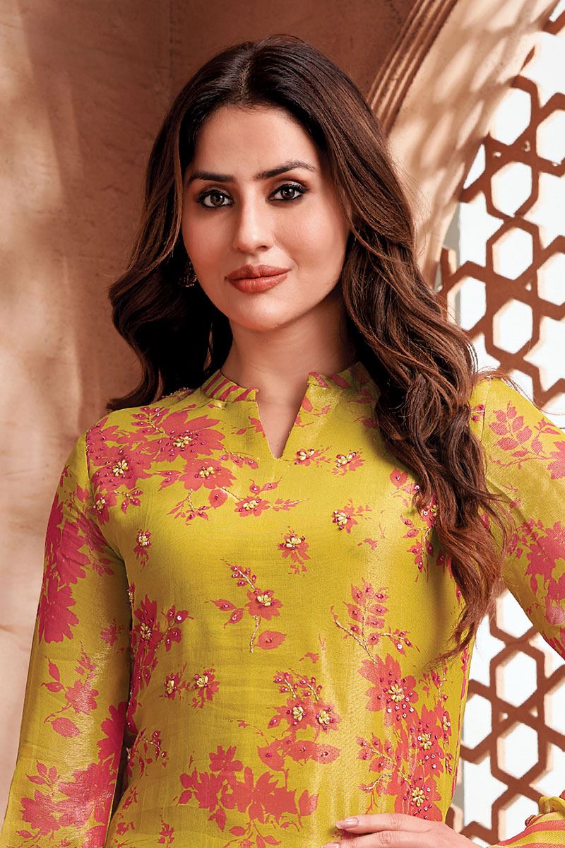 Irresistible Mustard Designer Palazzo Suit for Haldi and Party