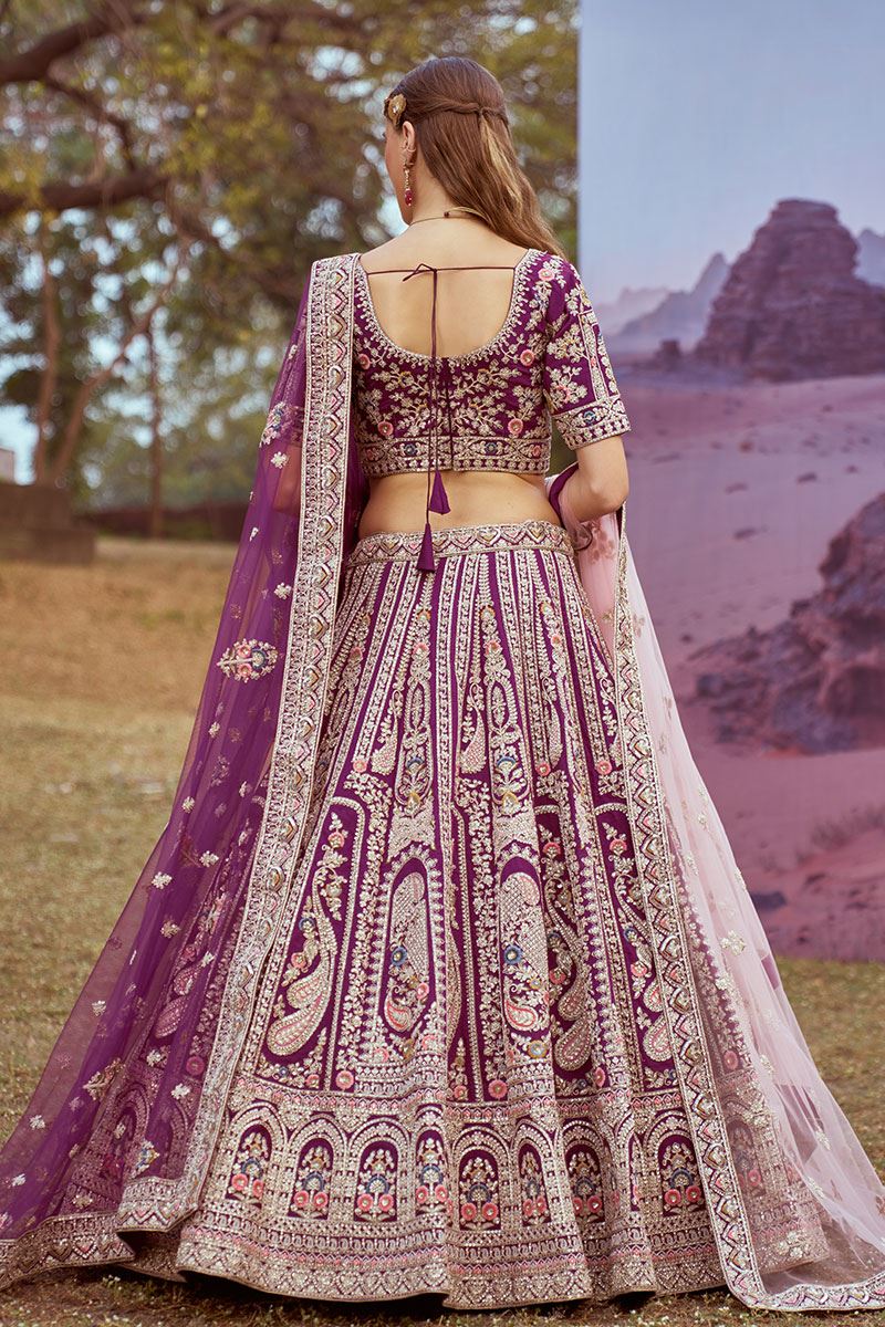 Fascinating Purple Designer Bridal Lehenga Choli for Wedding and Reception